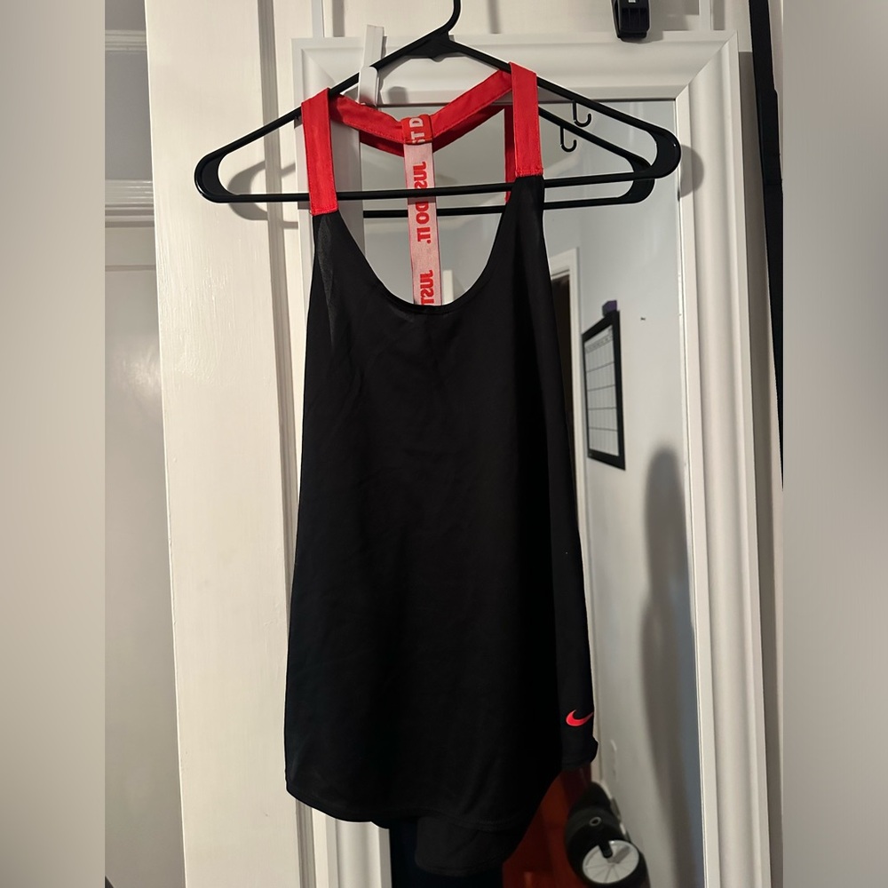 Nike Dri-Fit Racerback Black Red Active Running Tank Top Women’s Sz Medium M New